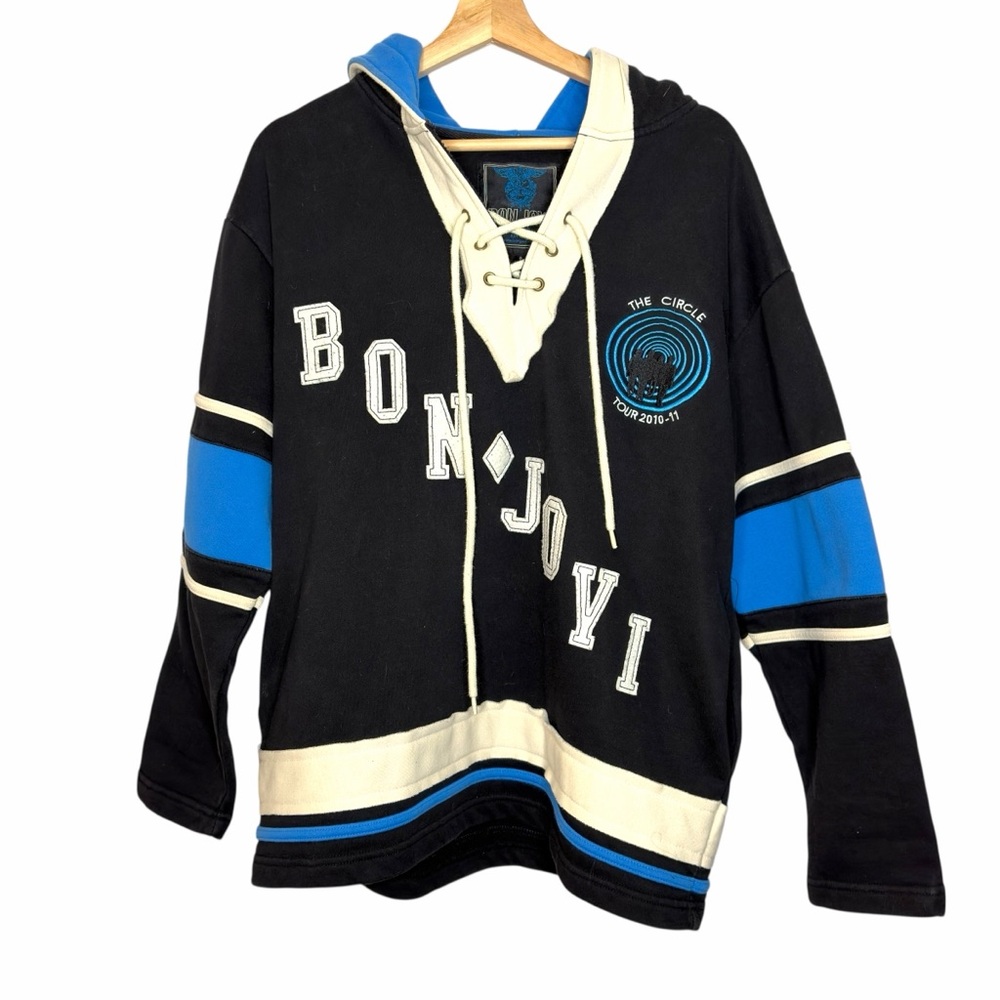 Bon Jovi ‘The Circle World Tour’ 2010-2011 Est 1983 Hoodie Hockey Jersey Hoody - Picture 2 of 10